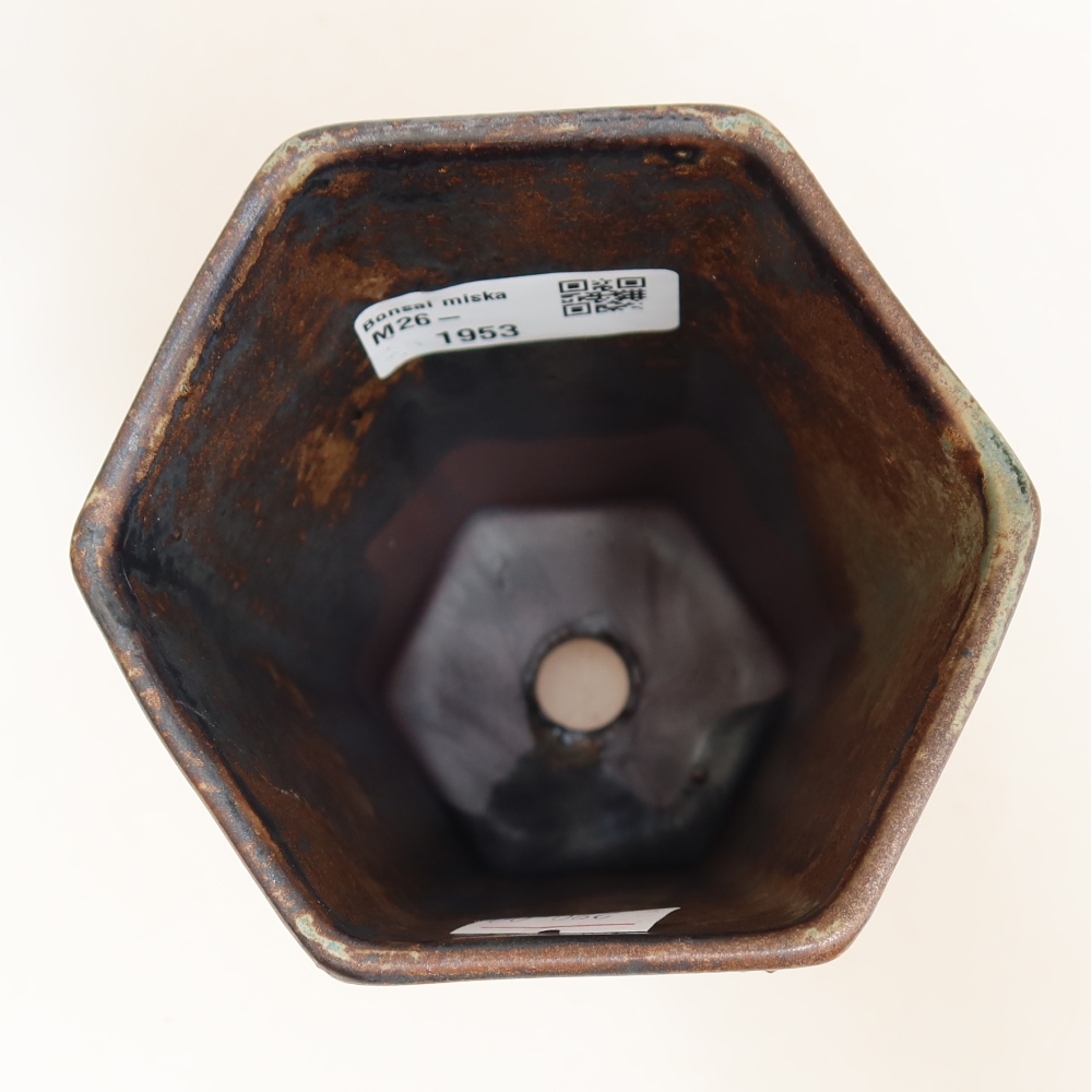 Keramische bonsaipot 9,5 x 8,5 x 14 cm, kleur bruin