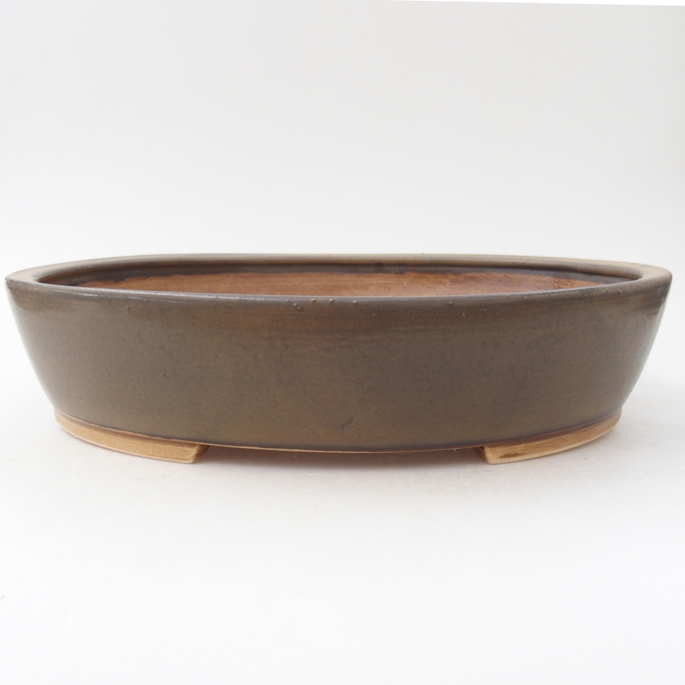 Bonsaischaal van keramiek 28,5 x 25 x 6 cm, bruin