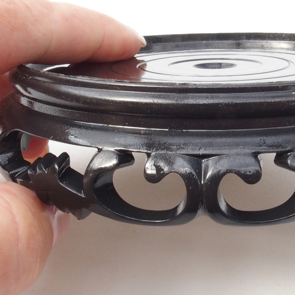 Kunststof bonsai tafel rond 11 x 11 x 3,5 cm, kleur zwart