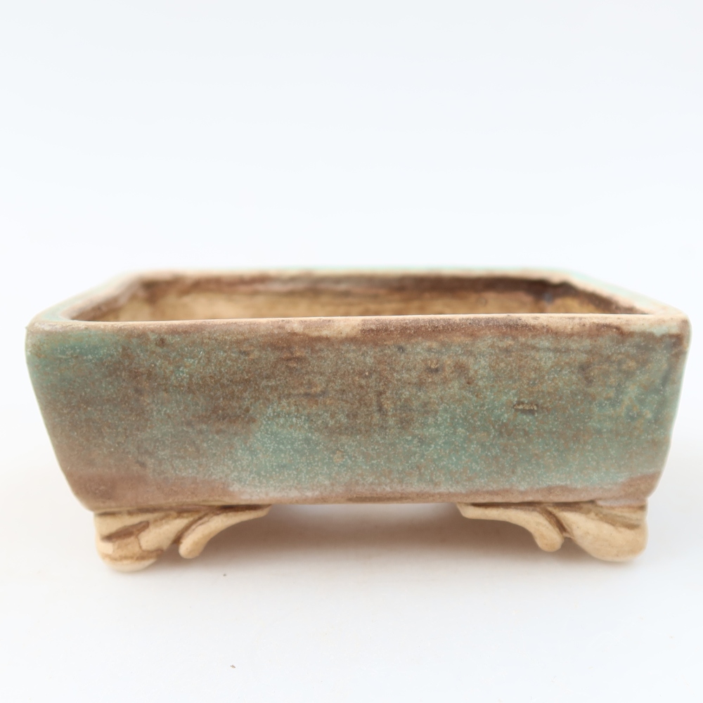 Bonsaischaal van keramiek 10 x 8 x 4 cm, groen