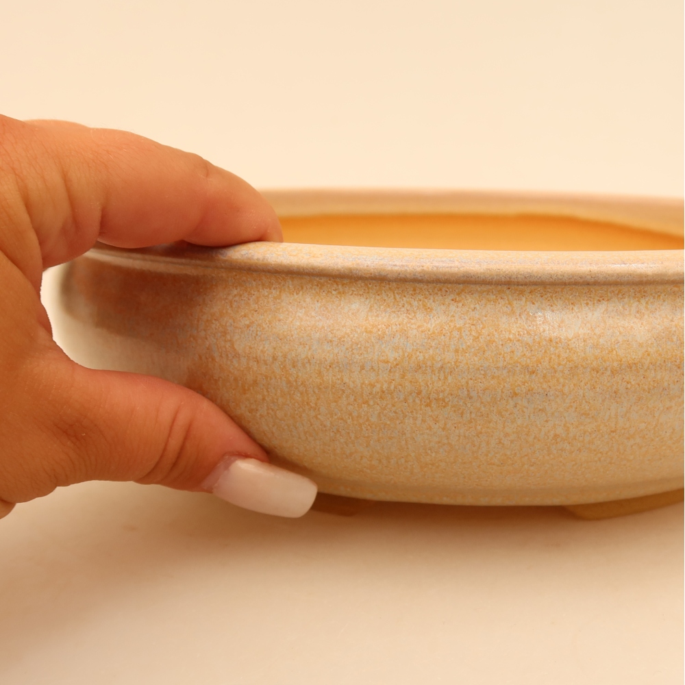 Keramische bonsaipot 23 x 23 x 6,5 cm, kleur beige