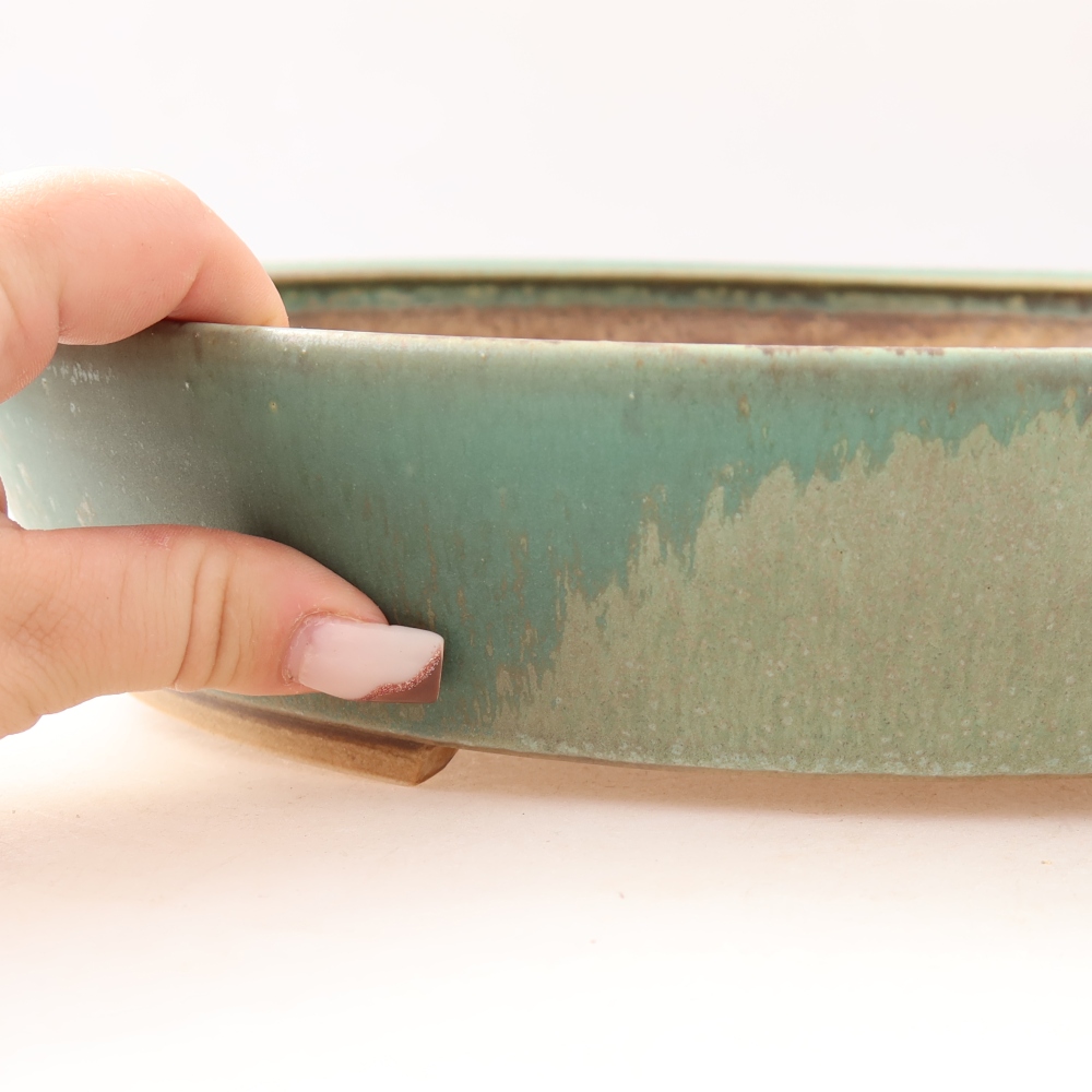 Keramische bonsaipot 32 x 27,5 x 6,5 cm, kleur groen