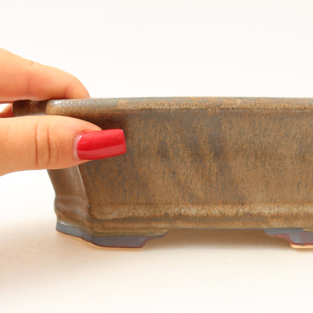 Keramische bonsaipot 18 x 15,5 x 6 cm, kleur bruin