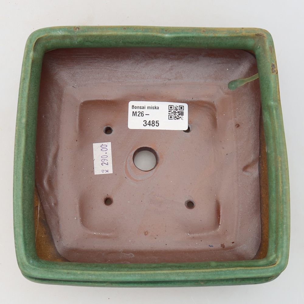 Bonsaischaal van keramiek 15,5 x 15,5 x 6 cm, groen