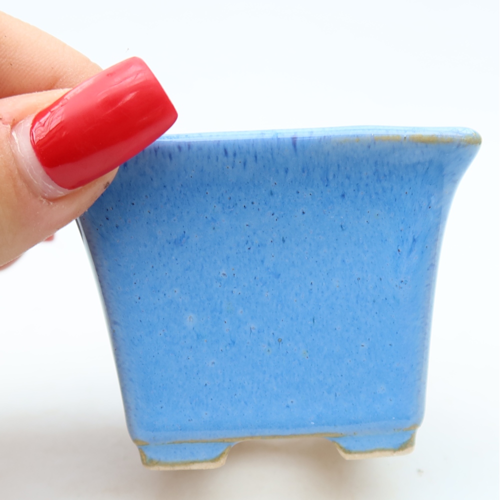 Bonsaischaal van keramiek 6,5 x 6,5 x 5 cm, kleur blauw