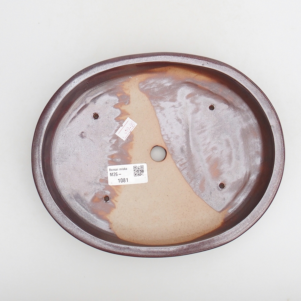 Bonsaischaal van keramiek 24 x 19,5 x 4 cm, bordeauxrood
