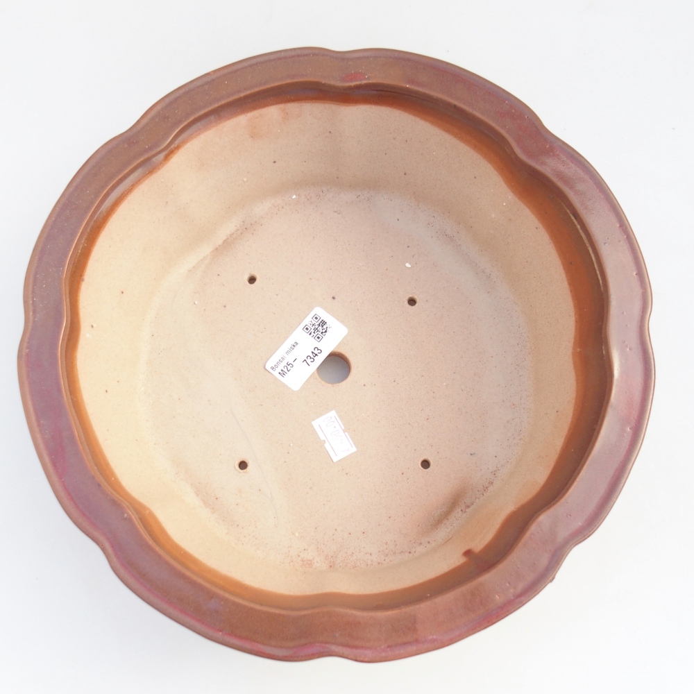 Bonsaischaal van keramiek 26 x 26 x 8,5 cm, bordeauxrood