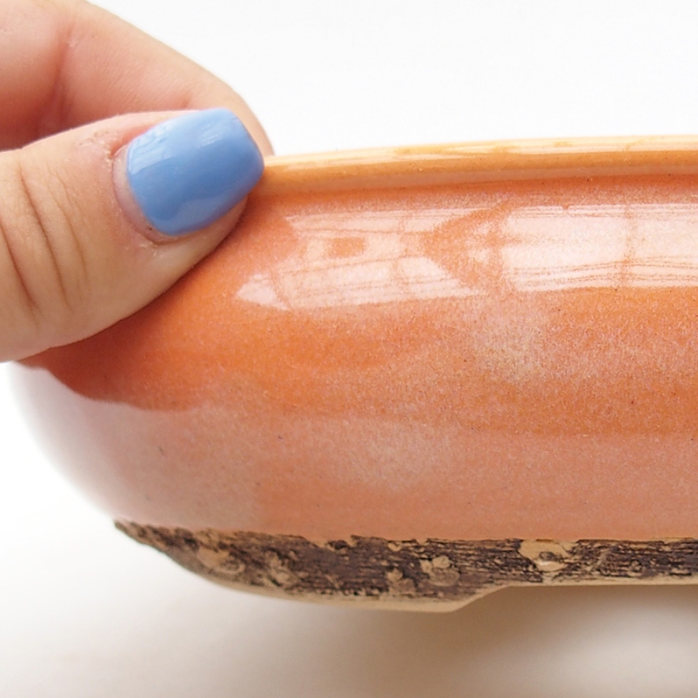 Bonsaischaal van keramiek 17,5 x 17,5 x 5 cm, oranje
