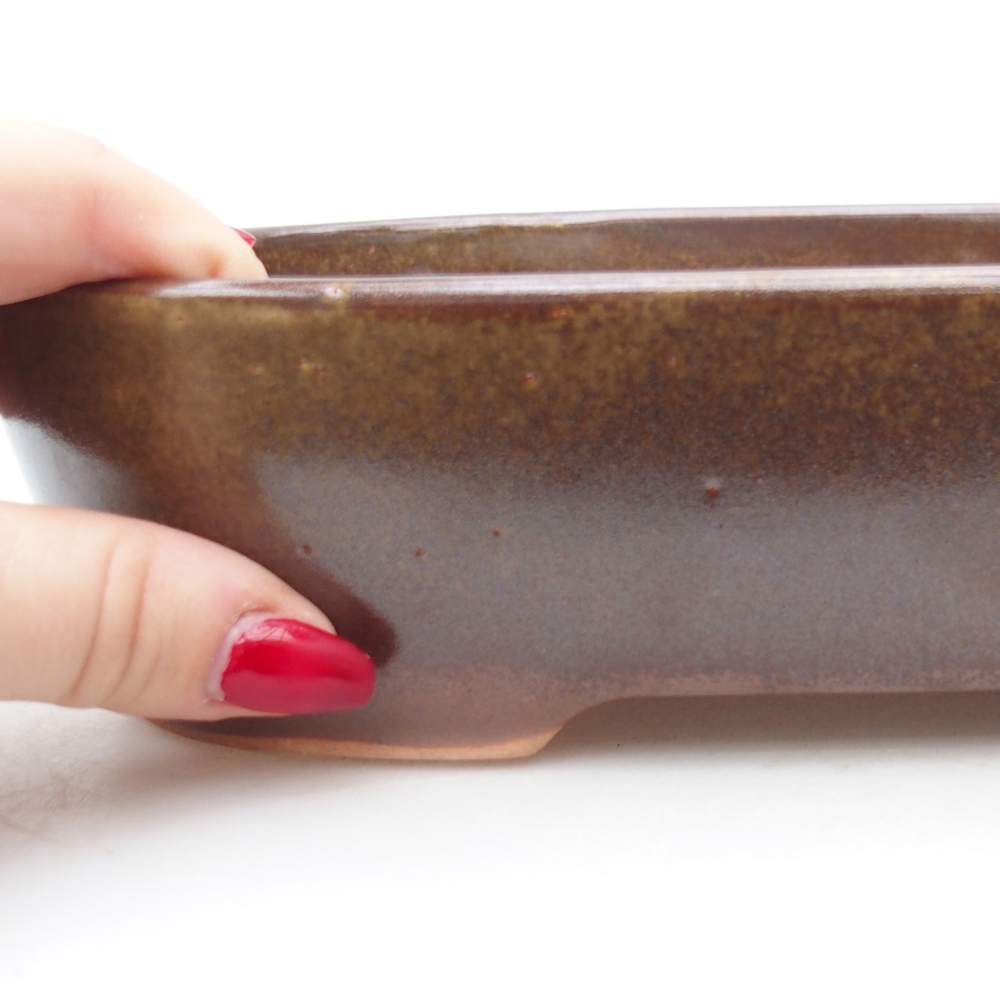 Bonsaischaal van keramiek 22,5 x 17 x 6 cm, bruin