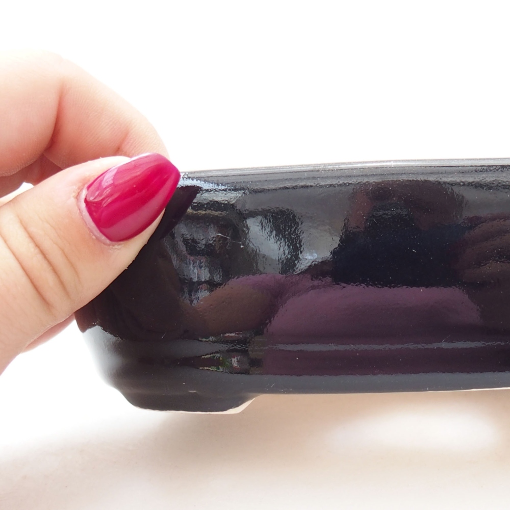 Bonsaischaal van keramiek 13 x 9 x 4 cm, zwart