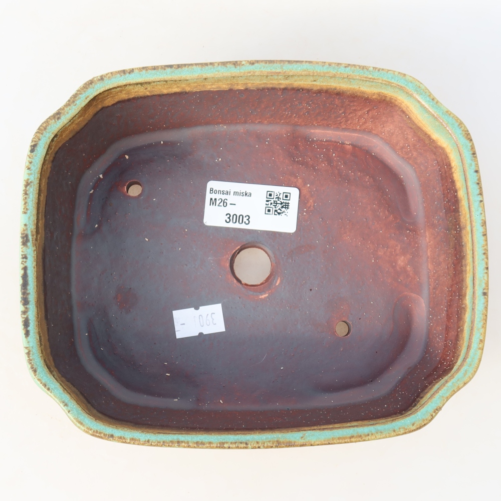 Bonsaischaal van keramiek 17,5 x 14,5 x 5 cm, groen