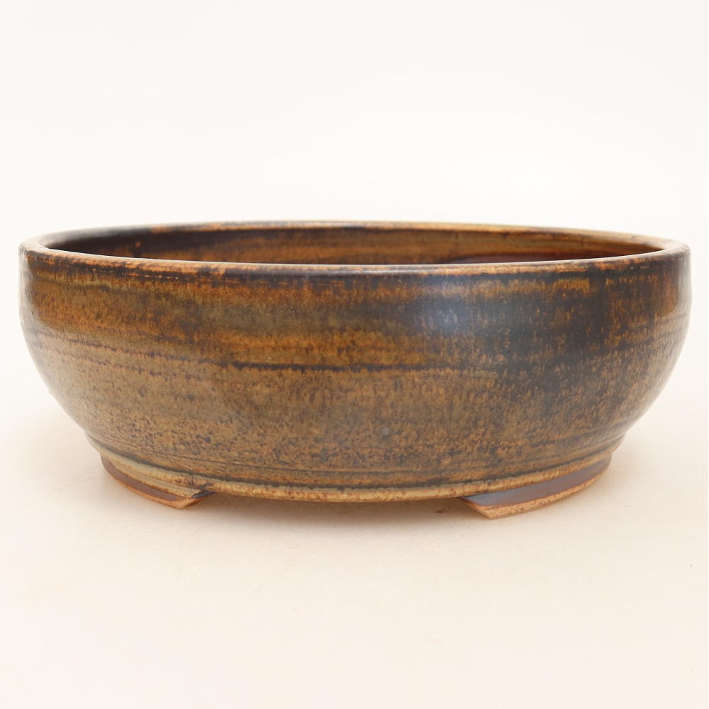 Keramische bonsaipot 17,5 x 17,5 x 6 cm, kleur bruin