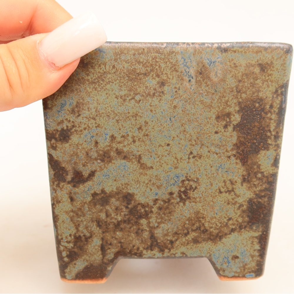 Keramische bonsaipot 8,5 x 8,5 x 9 cm, kleur bruin