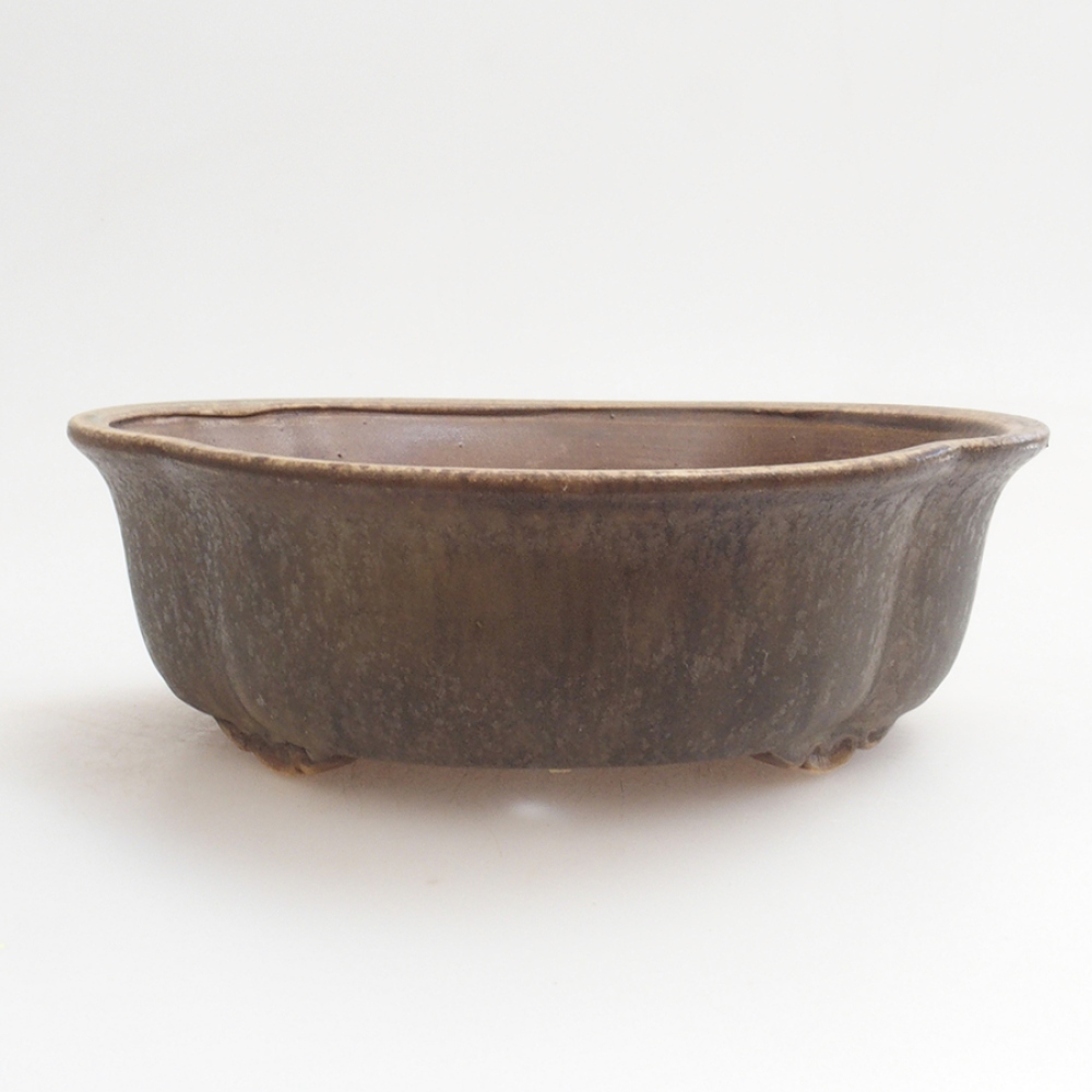 Bonsaischaal van keramiek 10 x 8,5 x 4 cm, bruin