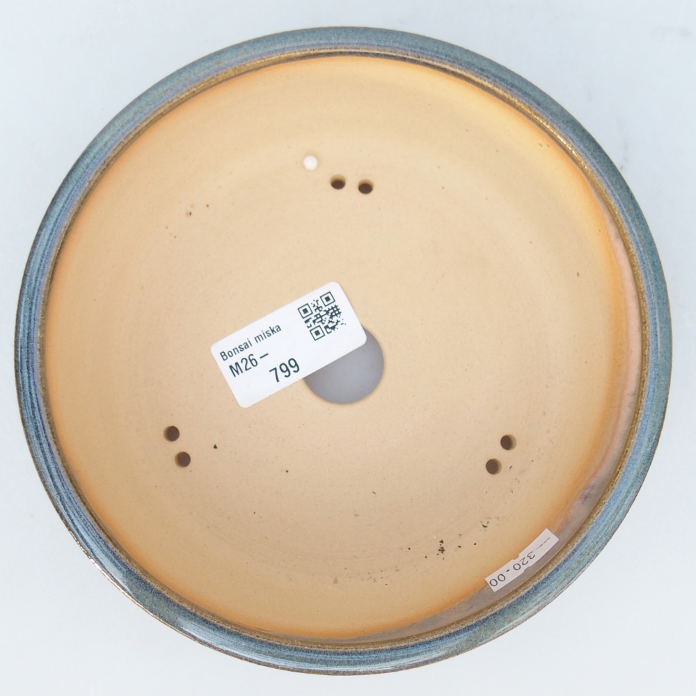 Bonsaischaal van keramiek 15,5 x 15,5 x 5 cm, blauwgrijs