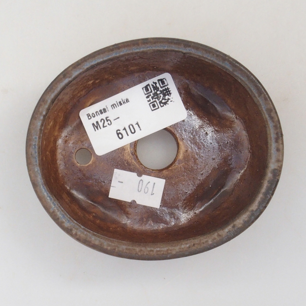 Bonsaischaal van keramiek 10 x 8,5 x 4 cm, bruin