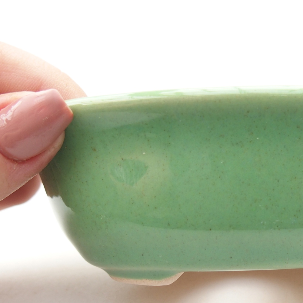 Bonsaischaal van keramiek 11 x 8,5 x 4 cm, groen