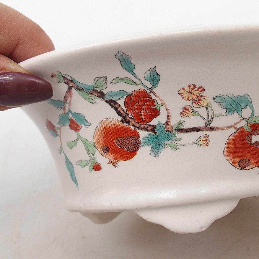 Bonsaischaal van keramiek 13 x 13 x 6 cm, kleur wit