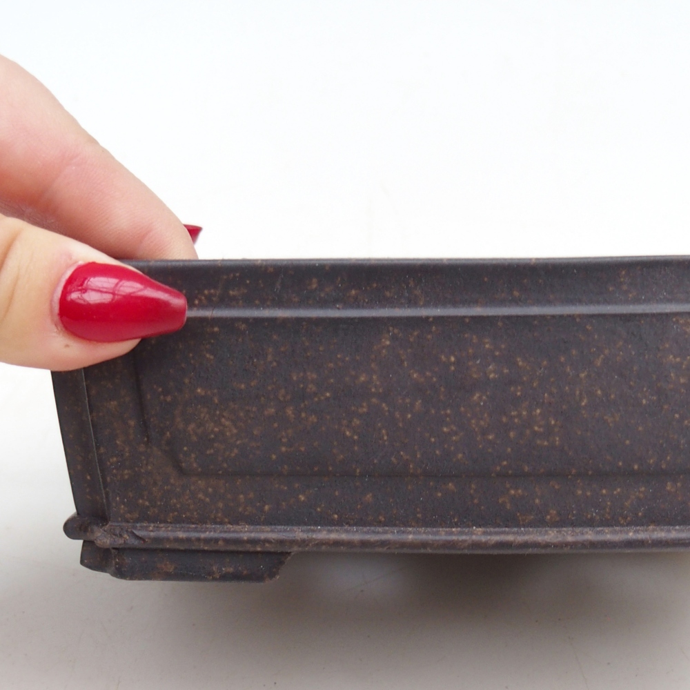 Bonsaischaal van keramiek 15 x 11,5 x 5 cm, kleur okerbruin