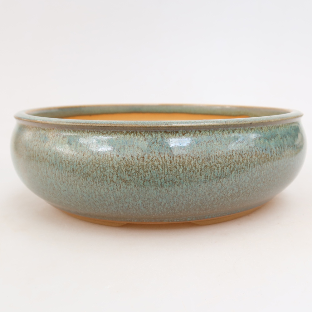 Keramische bonsaipot 21,5 x 21,5 x 7 cm, kleur groen