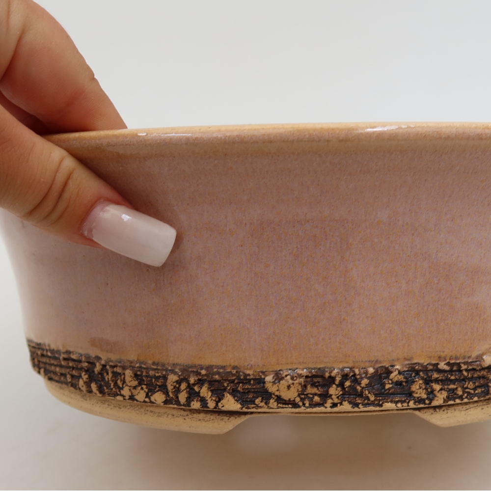 Keramische bonsaipot 26,5 x 26,5 x 8 cm, kleur roze