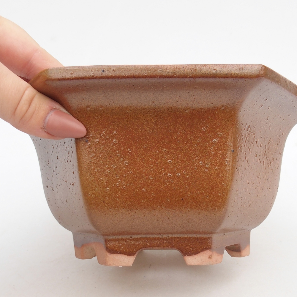 Bonsaischaal van keramiek 18,5 x 16,5 x 9 cm, bruin