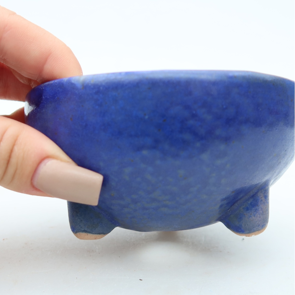 Keramische bonsaipot 10 x 10 x 5 cm, kleur: blauw