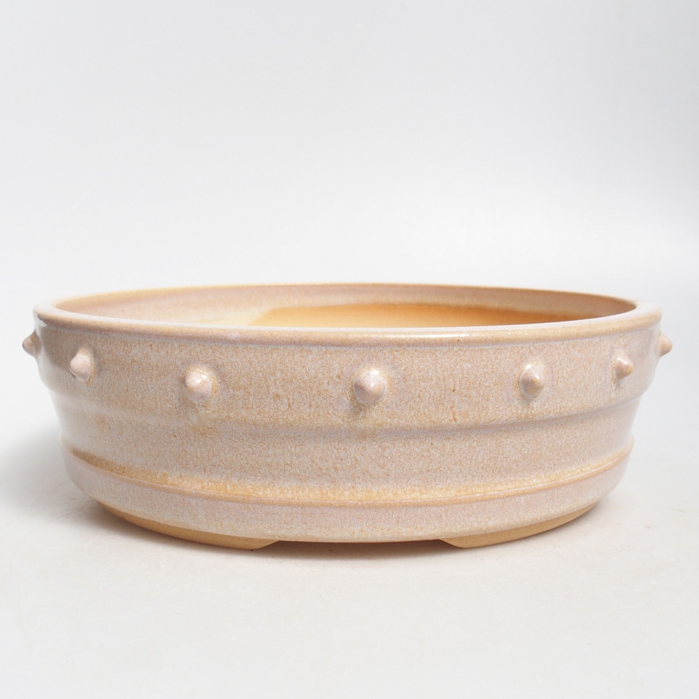 Bonsaischaal van keramiek 22 x 22 x 6,5 cm, kleur beige