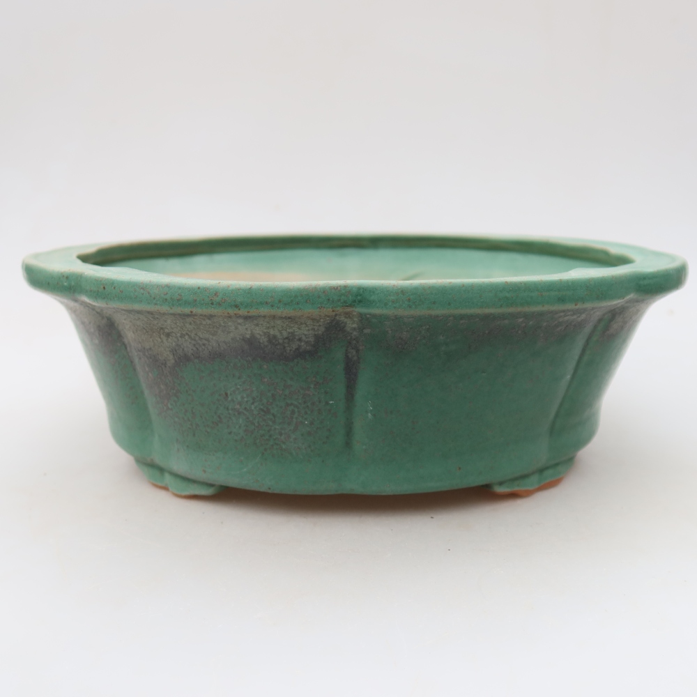 Bonsaischaal van keramiek 26,5 x 26,5 x 8,5 cm, groen