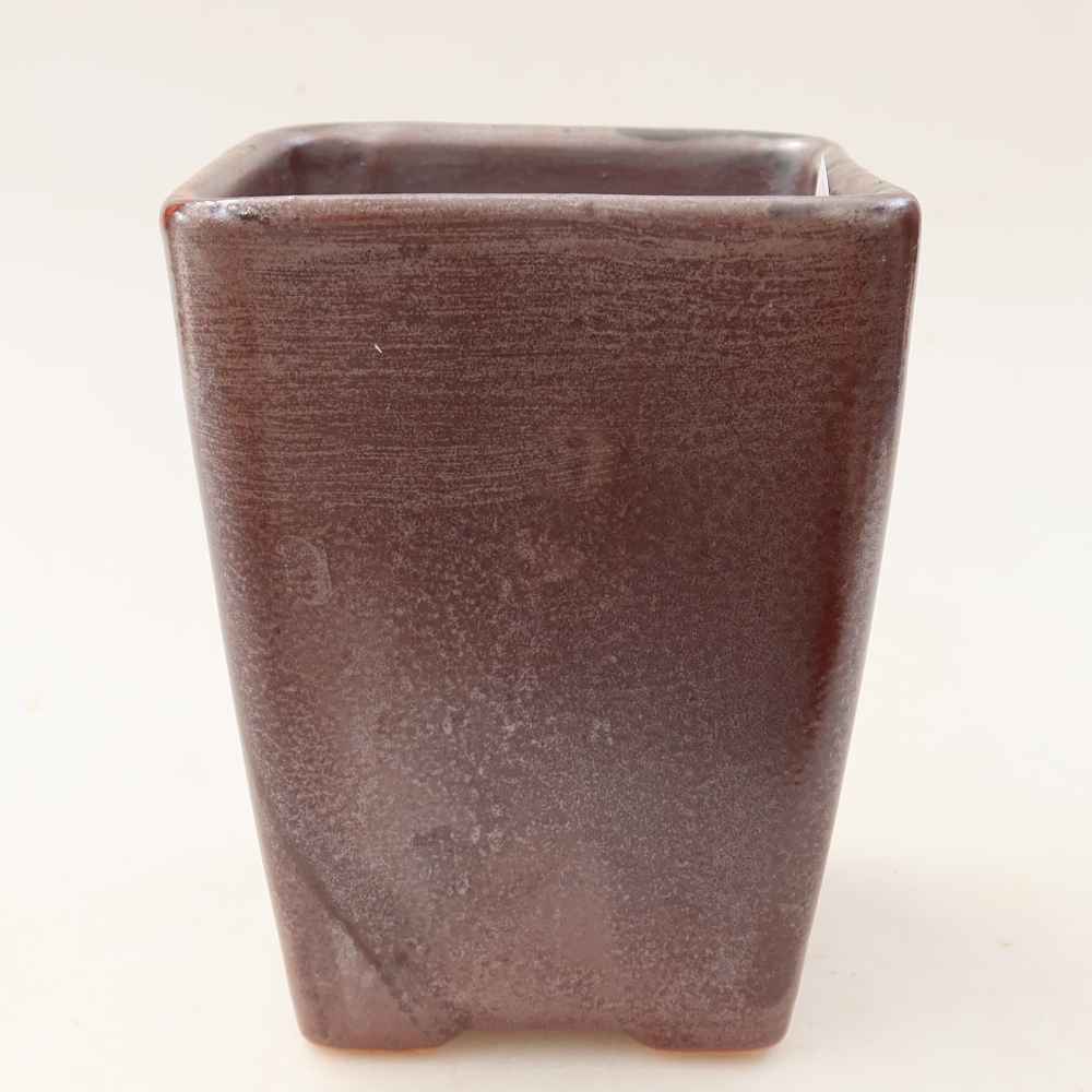 Bonsaischaal van keramiek 8,5 x 8,5 x 11 cm, bruin