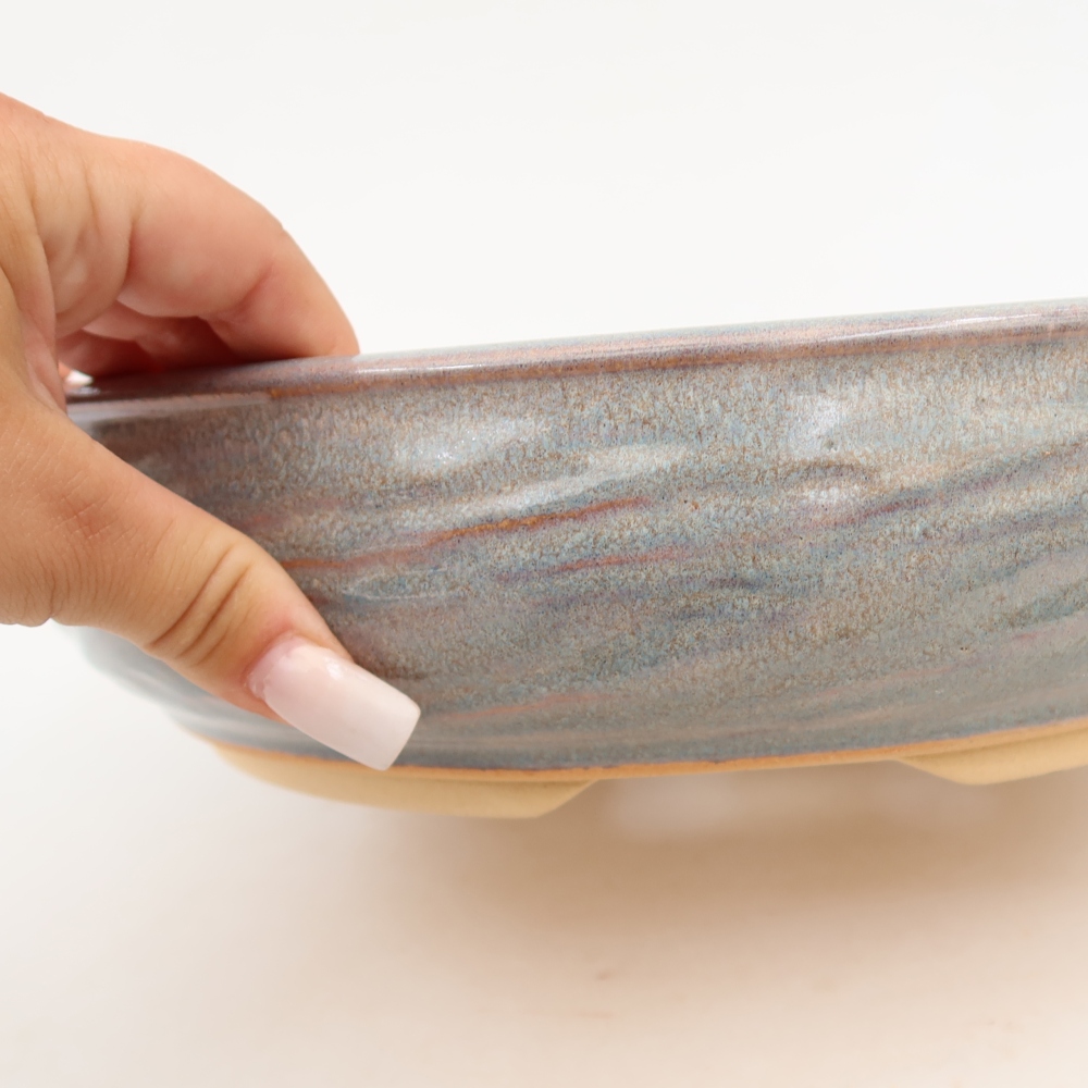 Keramische bonsaipot 27 x 27 x 7 cm, kleur: blauw