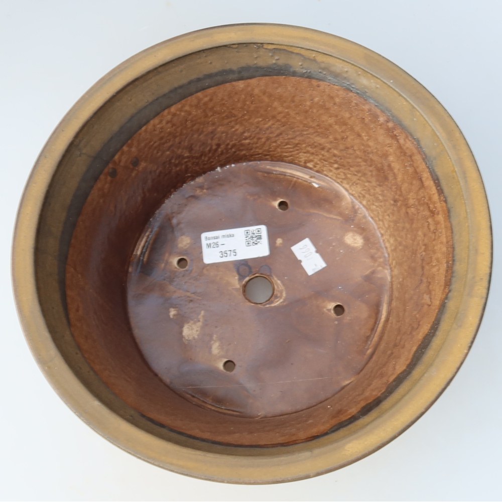 Keramische bonsaischaal 24,5 x 24,5 x 11,5 cm, kleur bruin