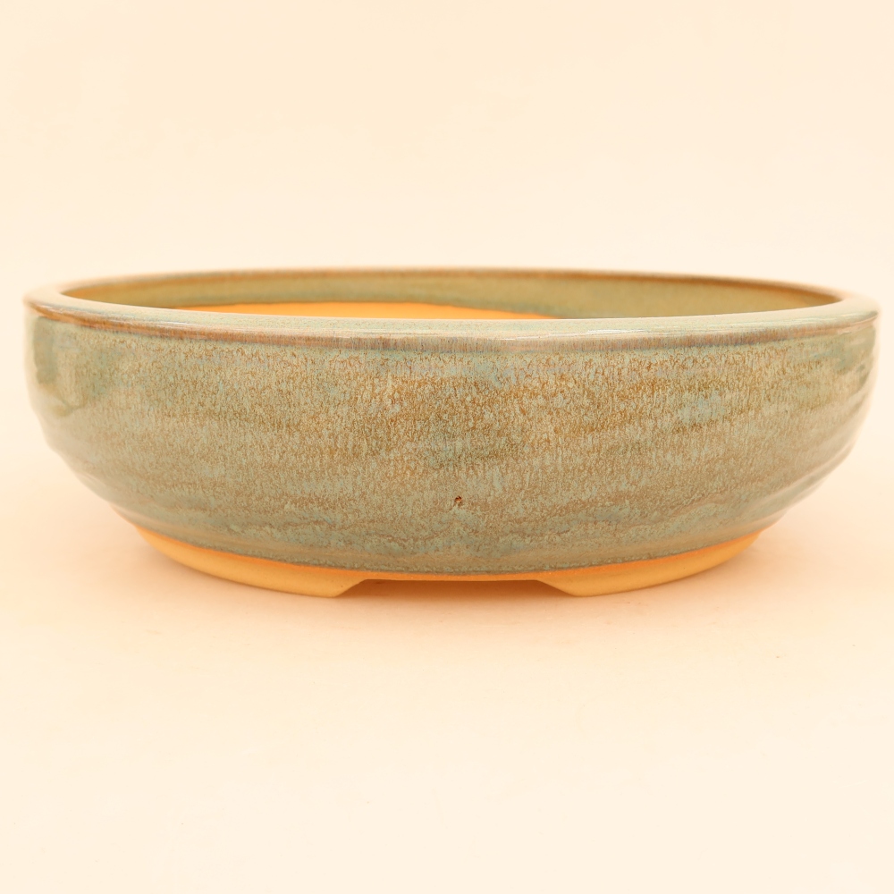Keramische bonsaipot 26,5 x 26,5 x 7 cm, kleur groen