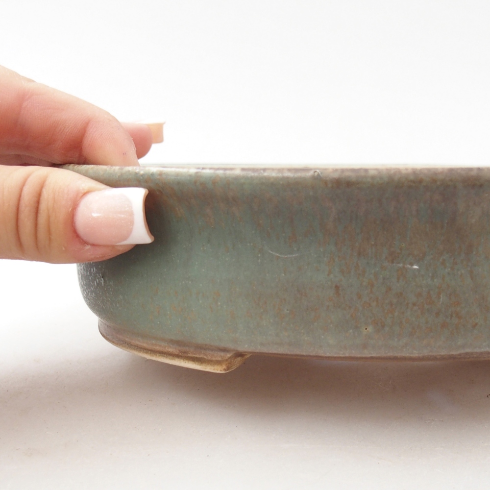 Bonsaischaal van keramiek 17,5 x 16 x 4,5 cm, groen