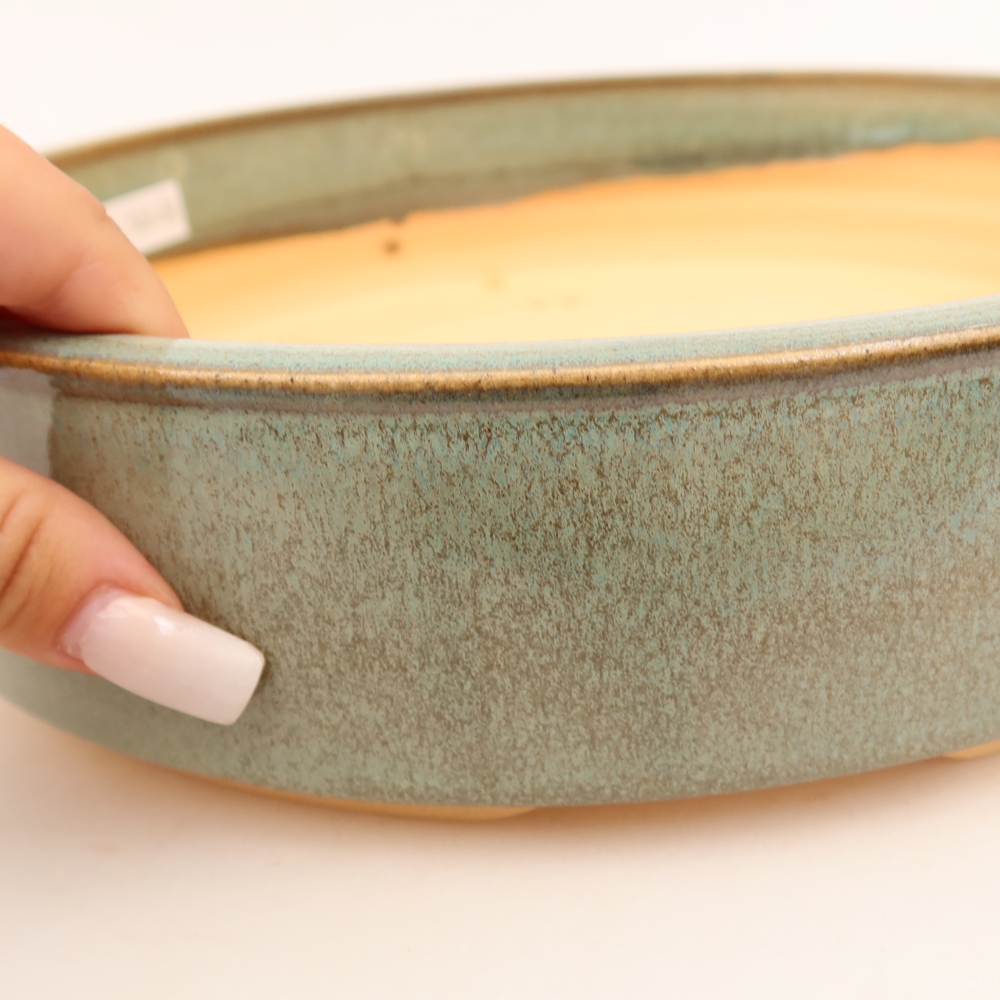 Keramische bonsaipot 26,5 x 26,5 x 6,5 cm, kleur groen