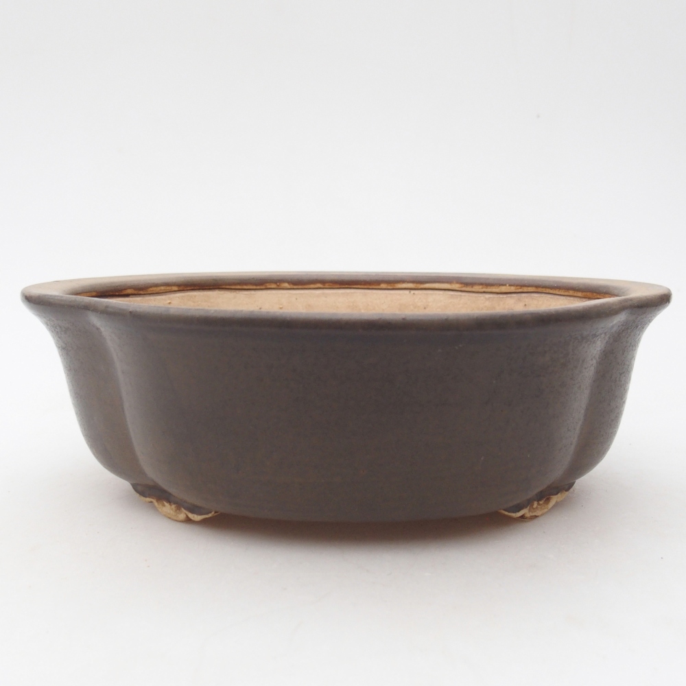 Bonsaischaal van keramiek 18,5 x 17 x 6 cm, bruin