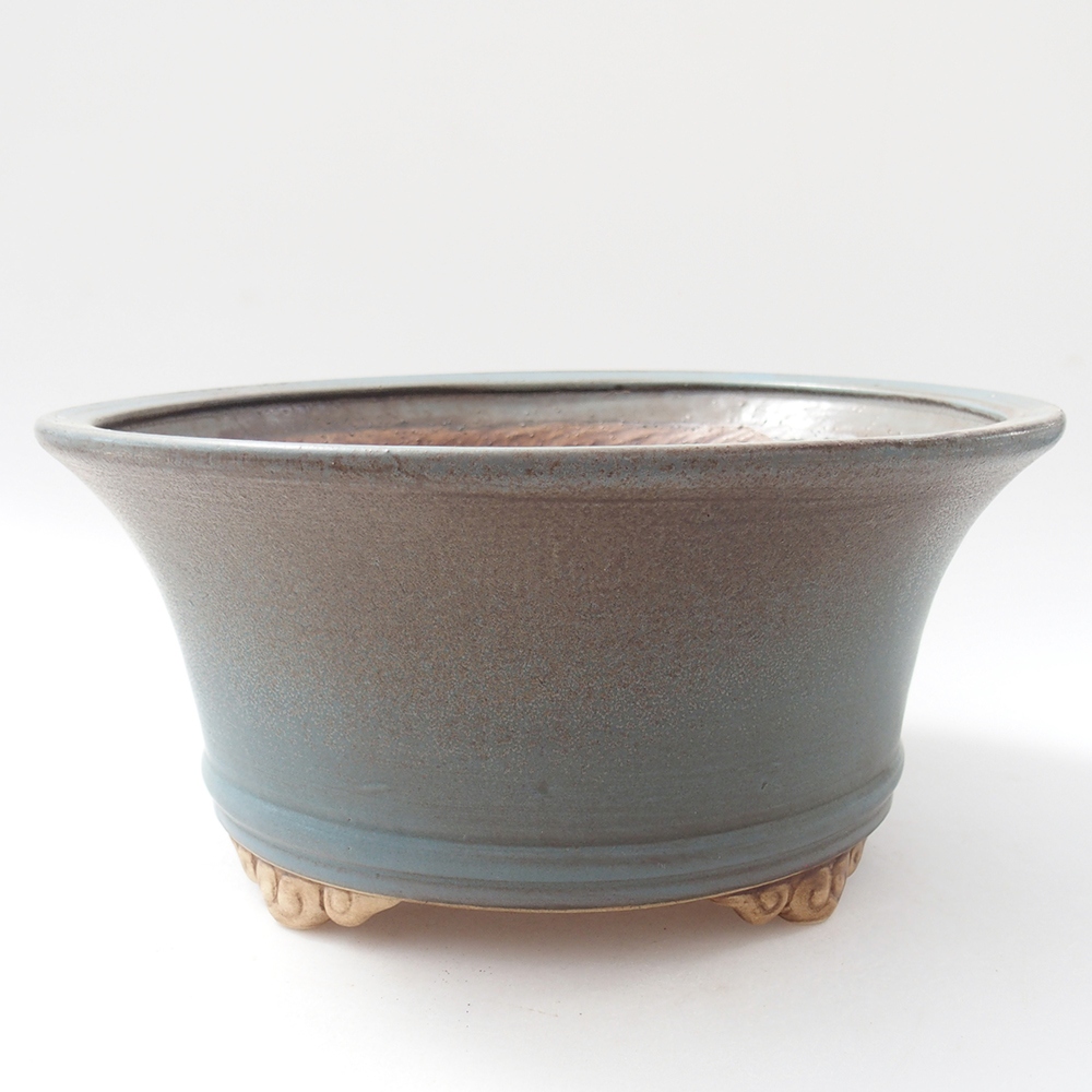 Bonsaischaal van keramiek 24 x 24 x 11,5 cm, kleur blauw