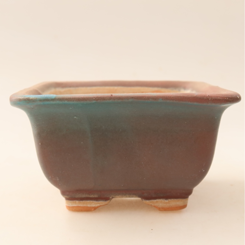 Keramische bonsaipot 9,5 x 9,5 x 5,5 cm, metaalachtige kleur