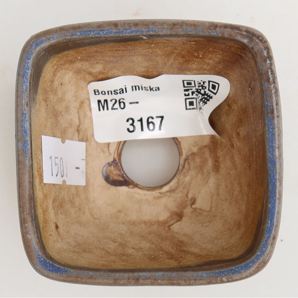Keramische bonsaischaal 6 x 6 x 4 cm, kleur: blauw