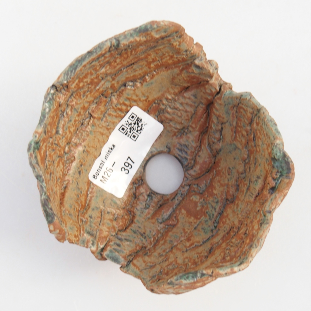 Keramisch Schelp 9,5 x 9,5 x 6,5 cm , kleur bruin-groen