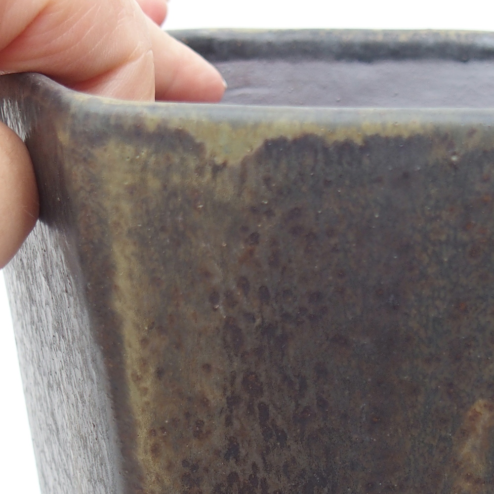 Bonsaischaal van keramiek 13 x 11,5 x 17 cm, groen-grijs