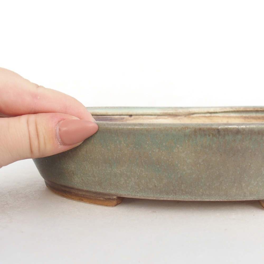 Bonsaischaal van keramiek 22,5 x 20 x 4,5 cm, groen