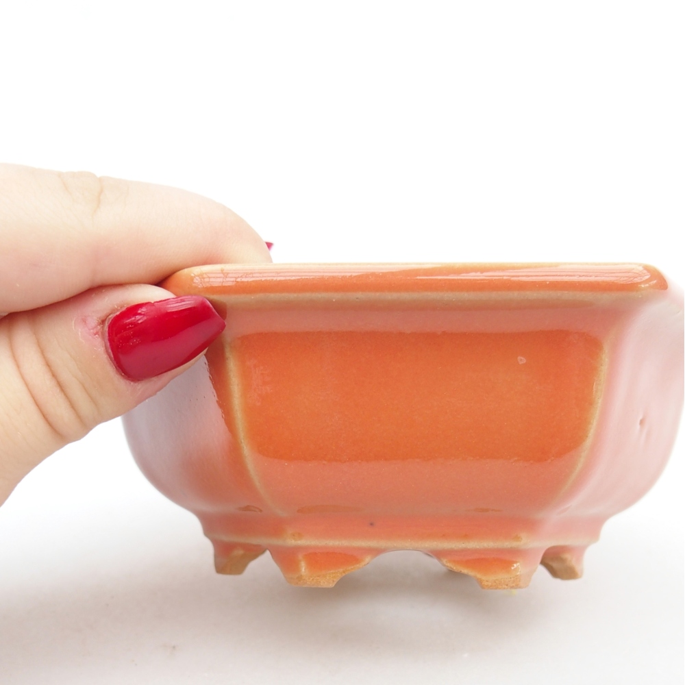 Bonsaischaal van keramiek 26 x 26 x 8 cm, kleur rood