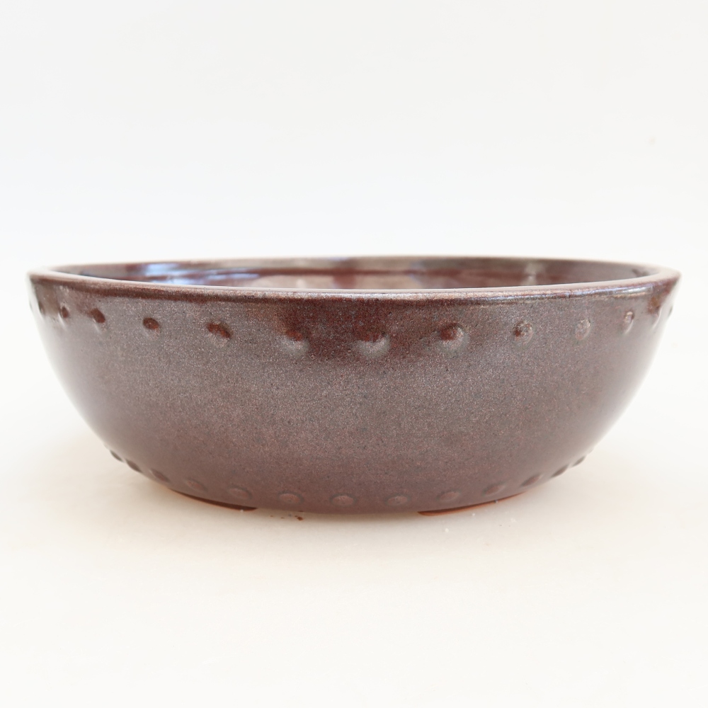 Keramische bonsaipot 24,5 x 24,5 x 7,5 cm, kleur bordeauxrood