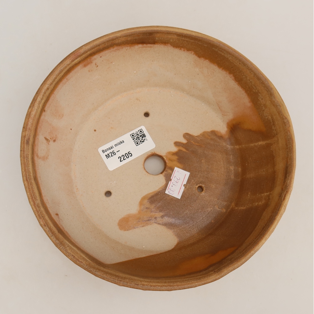 Keramische bonsaipot 17,5 x 17,5 x 5,5 cm, kleur: beige