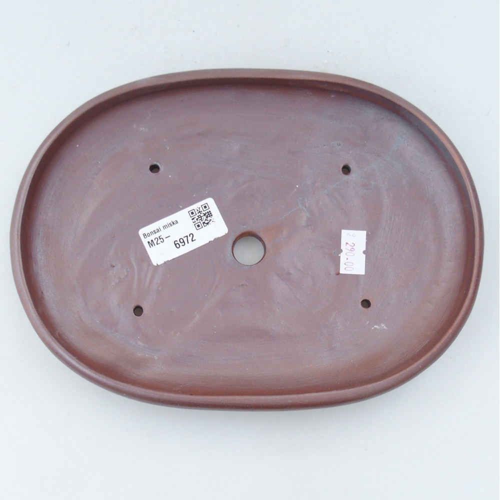 Bonsaischaal van keramiek 26 x 26 x 8 cm, kleur rood