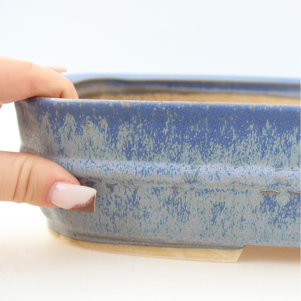 Keramische bonsaischaal 29 x 23 x 7 cm, kleur: blauw