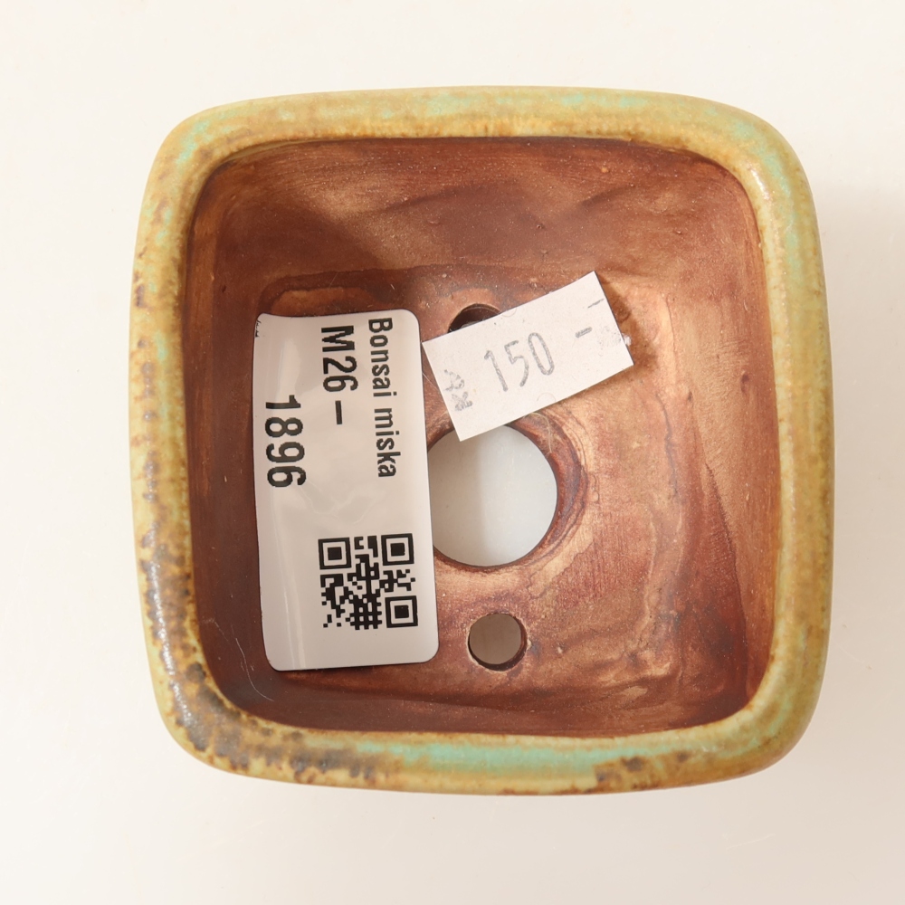 Bonsaischaal van keramiek 6,5 x 6,5 x 4,5 cm, groen