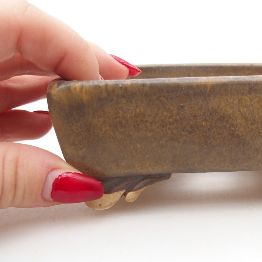 Bonsaischaal van keramiek 10 x 8 x 4 cm, bruin