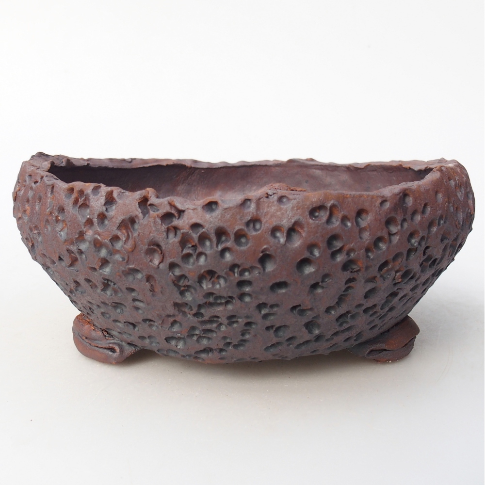 Bonsaischaal van keramiek 16,5 x 17,5 x 7 cm, metaalkleur